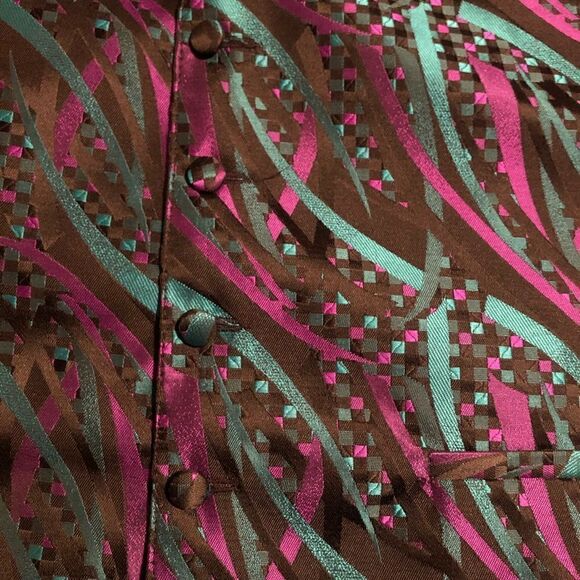 Tux beautiful teal , purple & black vest XXL adjustable at neck and back - Picture 2 of 3